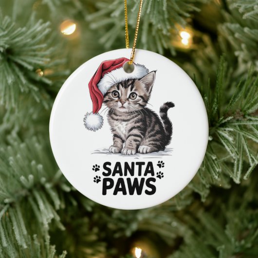 Kattenliefhebber - Santa Paws Keramisch Ornament (Boom)