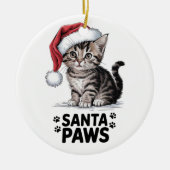 Kattenliefhebber - Santa Paws Keramisch Ornament (Voorkant)
