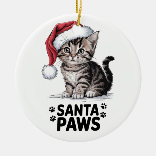 Kattenliefhebber - Santa Paws Keramisch Ornament (Voorkant)
