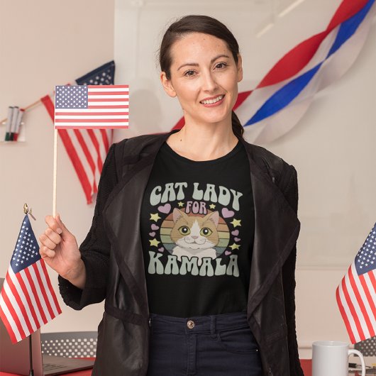 Kattenliefhebber steunt Kamala enthousiast in 2024 T-shirt