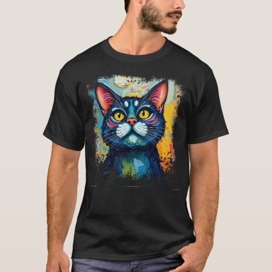 Kattenliefhebber T-shirt - abstractie van kunstwer (Voorkant)