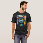Kattenliefhebber T-shirt - abstractie van kunstwer (Voorkant volledig)