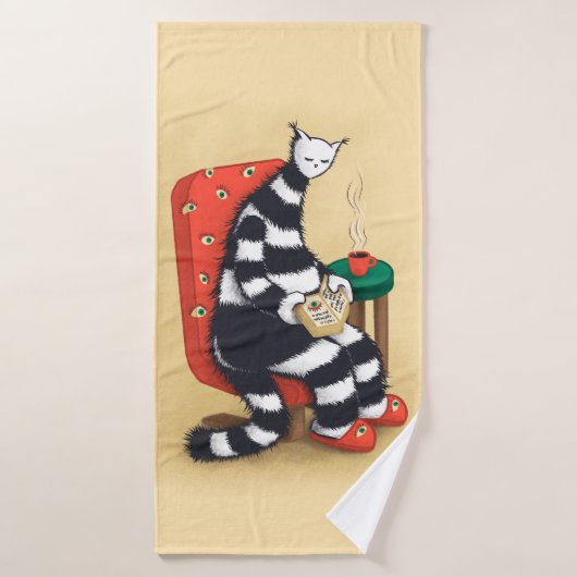 Kattenliefhebber van het boekennerd badhanddoek (Badhanddoek)