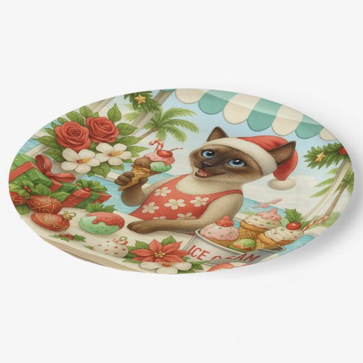 Kattenliefhebber van Kerstmis in juli Vakantiethem Papieren Bordje (Gekanteld)