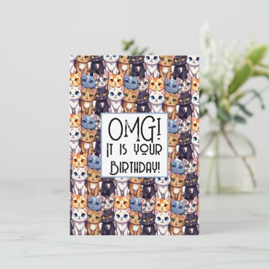 Kattenliefhebber Verjaardag LOMG Het is je verjaar (Staand voorkant)