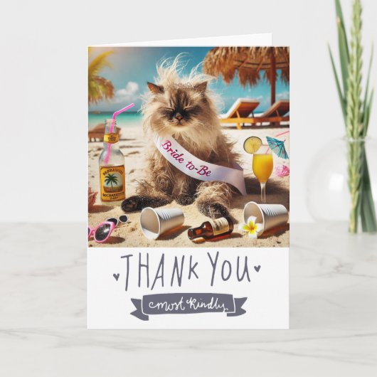 Kattenliefhebber vrijgezellenfeest  bedankkaart (Voorkant)