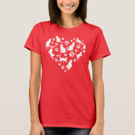 Kattenliefhebber Witte Hart van Katten T-shirt