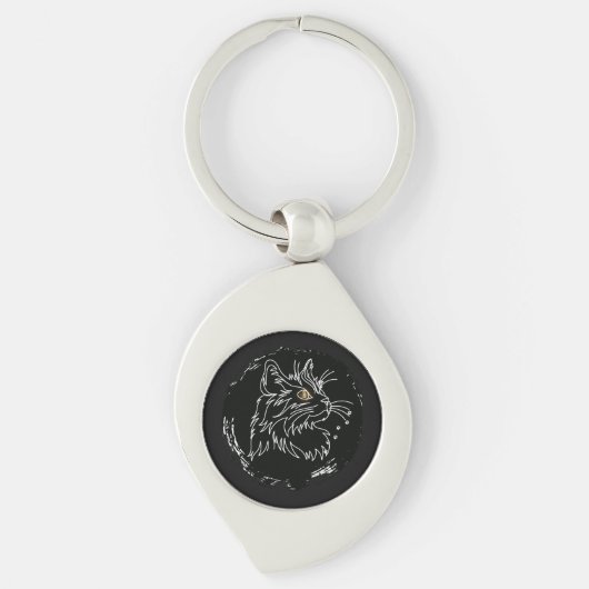 Kattenliefhebberdesign met uitsnijding sleutelhanger (Voorkant)