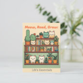 Kattenliefhebbers & Boekenliefhebbers & Plant lief Briefkaart (Staand voorkant)