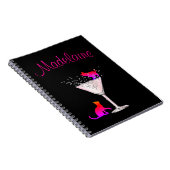 Kattenliefhebbers Bubbels Modern Back Pink Persoon Notitieboek (Rechterzijde)