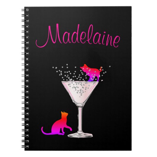 Kattenliefhebbers Bubbels Modern Back Pink Persoon Notitieboek (Voorkant)