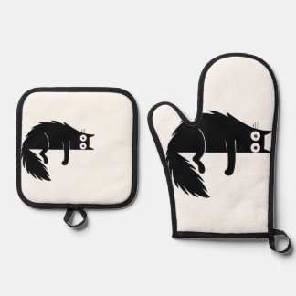 Kattenliefhebbers cadeau per Oven Mitt & Pot Holde Ovenwant & Pannenlap Set