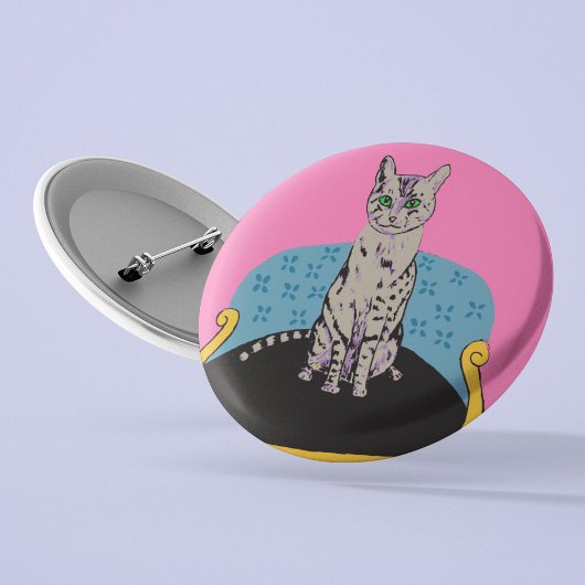Kattenliefhebbers cadeautje voor een speld op een  ronde button 7,6 cm