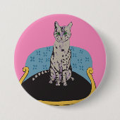 Kattenliefhebbers cadeautje voor een speld op een  ronde button 7,6 cm (Voorkant)