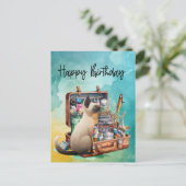 Kattenliefhebbers die van vissen houden voor verja briefkaart (Staand voorkant)