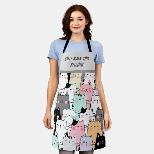 Kattenliefhebbers Feline humor keuken Schort (Gedragen)