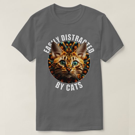 Kattenliefhebbers gemakkelijk afgeleid door kat re t-shirt (Design voorkant)