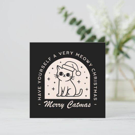 Kattenliefhebbers Grappige humor doet kerstwensen Feestdagenkaart (Staand voorkant)