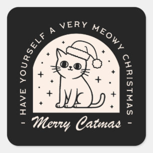 Kattenliefhebbers Grappige humor doet kerstwensen Vierkante Sticker