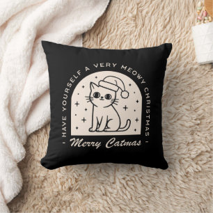 Kattenliefhebbers grappige kerstwensen witchy zwar kussen