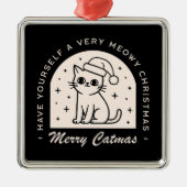 Kattenliefhebbers grappige kerstwensen witchy zwar metalen ornament (Voorkant)