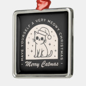 Kattenliefhebbers grappige kerstwensen witchy zwar metalen ornament (Links)