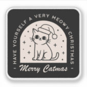 Kattenliefhebbers grappige kerstwensen witchy zwar sticker (Voorkant)