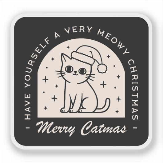 Kattenliefhebbers grappige kerstwensen witchy zwar sticker (Voorkant)