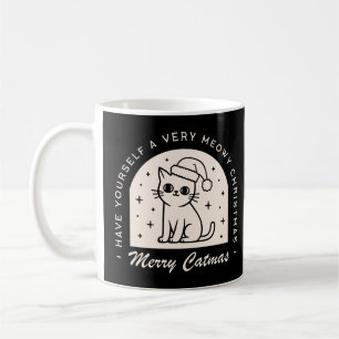 Kattenliefhebbers grappige kerstwensen zwart koffiemok