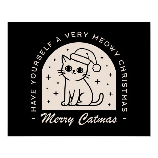 Kattenliefhebbers grappige kerstwensen zwart perfect poster (Voorkant)