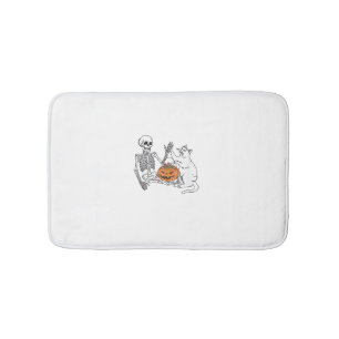 Kattenliefhebbers Halloween Funny Skeleton en Cat  Badmat
