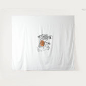 Kattenliefhebbers Halloween Funny Skeleton en Cat Wandkleed (Voorkant (horizontaal))