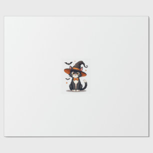 Kattenliefhebbers Heksenhoed op Tuxedo Kat Hallowe Cadeaupapier