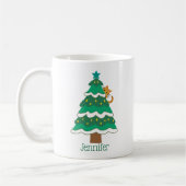 Kattenliefhebbers kerstboom gepersonaliseerd koffiemok (Links)