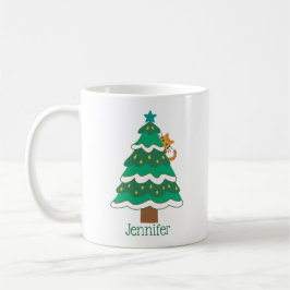 Kattenliefhebbers kerstboom gepersonaliseerd koffiemok