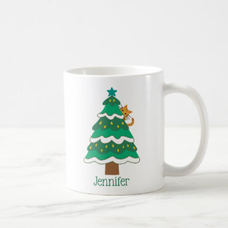Kattenliefhebbers kerstboom gepersonaliseerd koffiemok