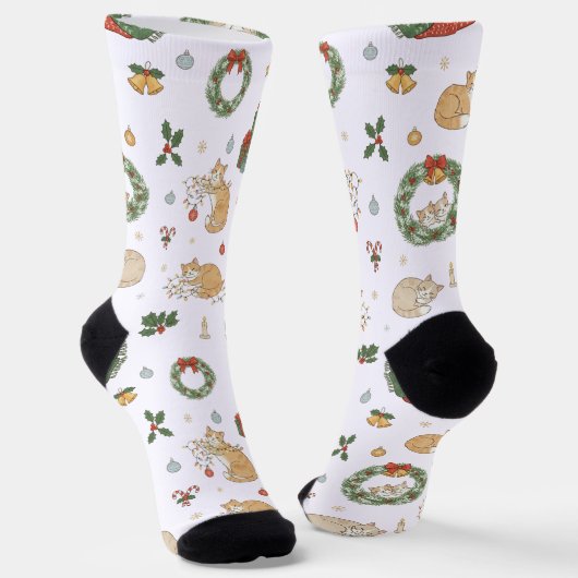 Kattenliefhebbers Kerstcadeausokken Sokken (Gebogen)