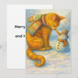 Kattenliefhebbers Kerstmis Sarah en de Sneeuwman Feestdagenkaart