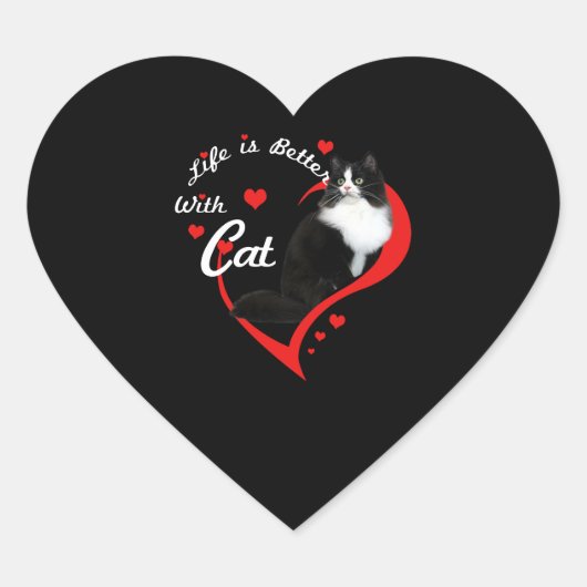 Kattenliefhebbers | Liefde leven is beter met kat Hart Sticker (Voorkant)