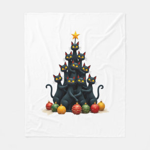 Kattenliefhebbers Mooie en Grappige Kerstboom Kers Fleece Deken