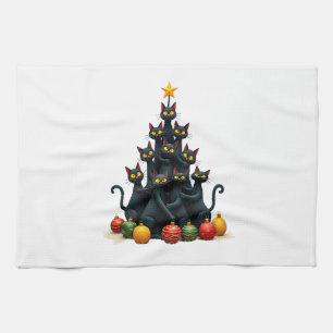 Kattenliefhebbers Mooie en Grappige Kerstboom Kers Theedoek
