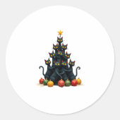 Kattenliefhebbers Schattige en Grappig Kerstboom 2 Ronde Sticker (Voorkant)