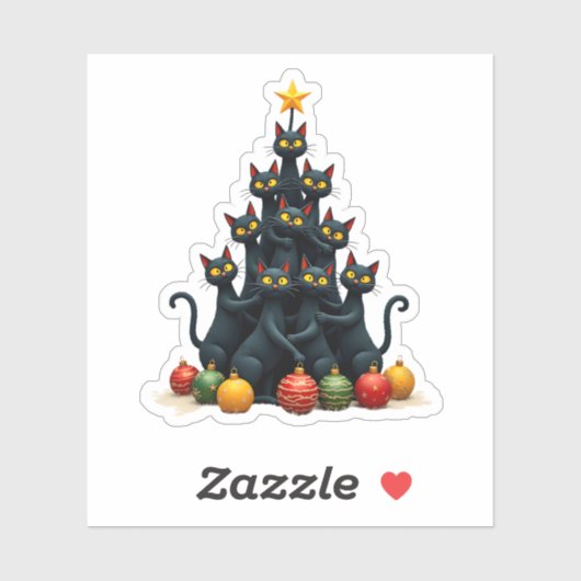 Kattenliefhebbers Schattige en Grappig Kerstboom 2 Sticker (Vel)
