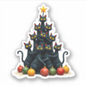 Kattenliefhebbers Schattige en Grappig Kerstboom 2 Sticker (Voorkant)