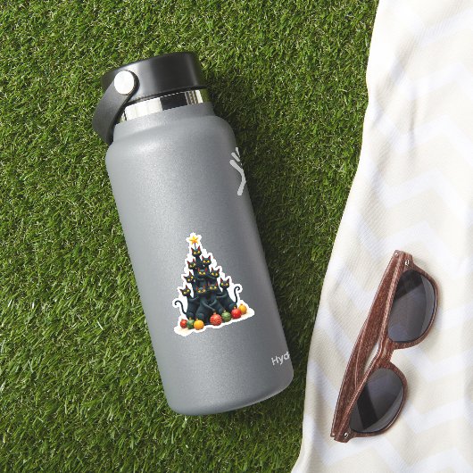 Kattenliefhebbers Schattige en Grappig Kerstboom 2 Sticker (HydroFlask Insitu)