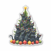 Kattenliefhebbers Schattige en Grappig Kerstboom 3 Sticker (Voorkant)