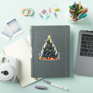 Kattenliefhebbers Schattige en Grappig Kerstboom 3 Sticker
