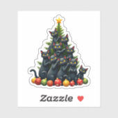 Kattenliefhebbers Schattige en Grappig Kerstboom 3 Sticker (Vel)