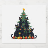 Kattenliefhebbers Schattige en Grappig Kerstboom 4 Sparkling Wijnetiket (Enkel label)