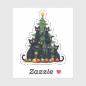 Kattenliefhebbers Schattige en Grappig Kerstboom 4 Sticker (Vel)